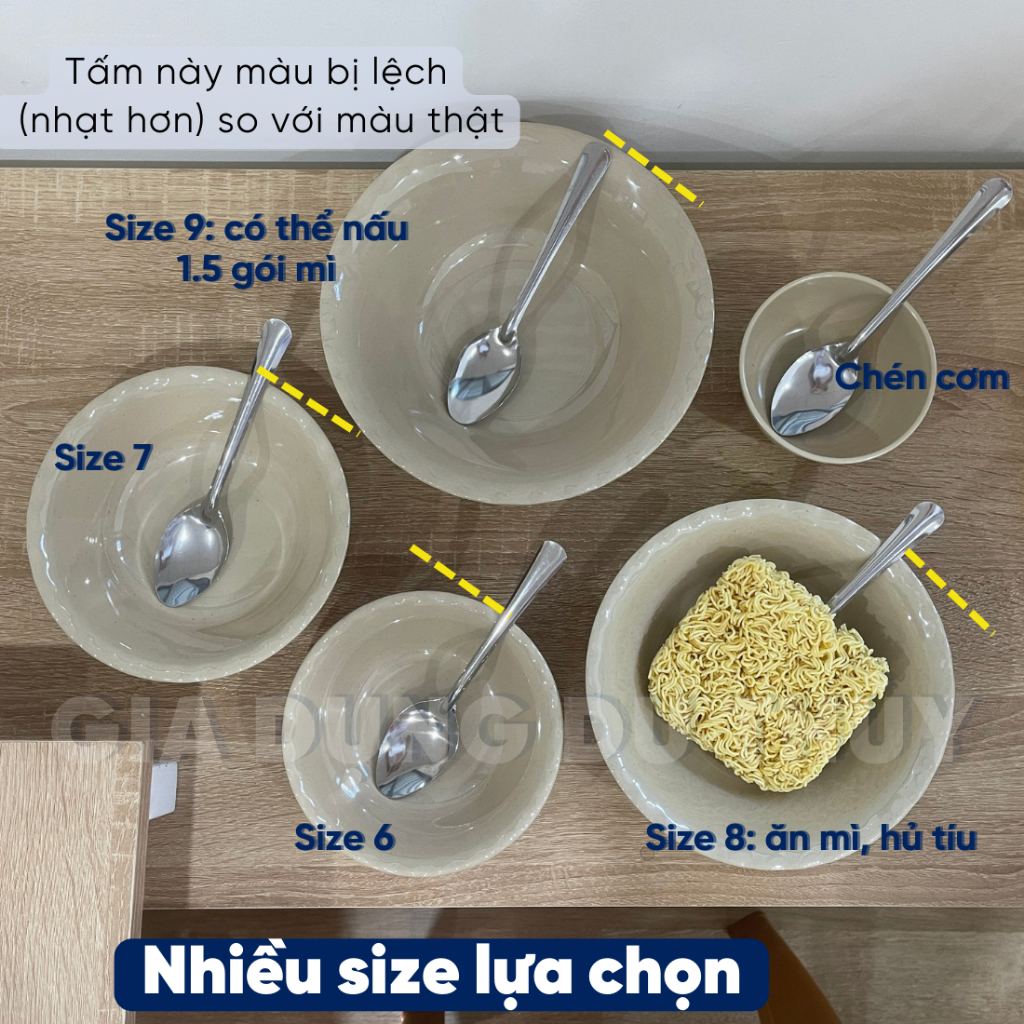 Tô nhựa melamine màu vàng nâu loại tô bèo cạn bát nhựa phíp dùng làm tô hủ tiếu, tô bán bún, tô ăn mì, tô nhỏ cho bé