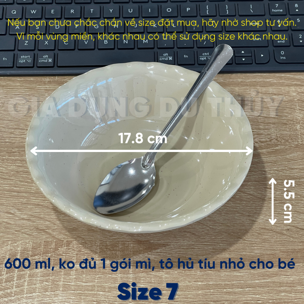 Tô nhựa melamine màu vàng nâu loại tô bèo cạn bát nhựa phíp dùng làm tô hủ tiếu, tô bán bún, tô ăn mì, tô nhỏ cho bé