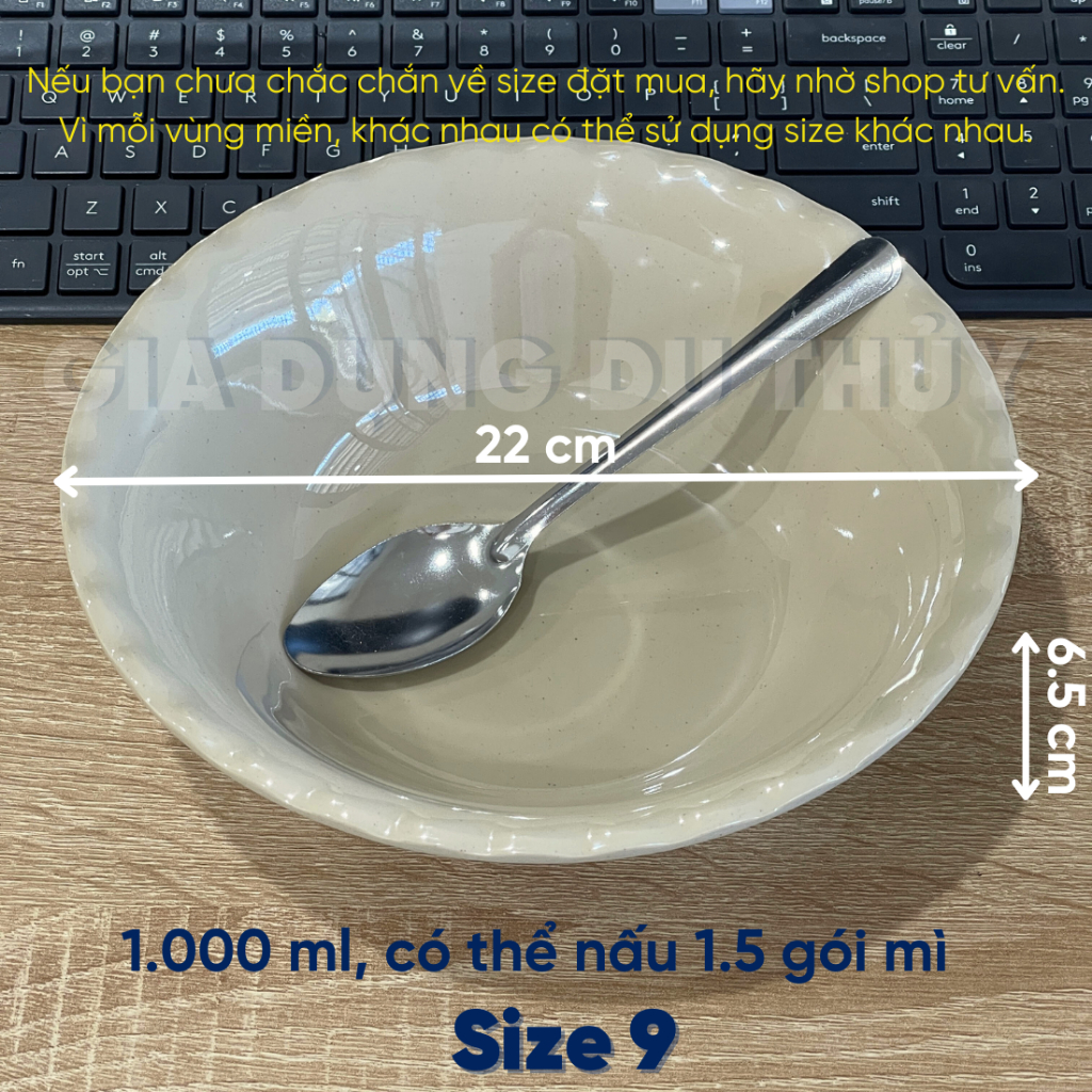 Tô nhựa melamine màu vàng nâu loại tô bèo cạn bát nhựa phíp dùng làm tô hủ tiếu, tô bán bún, tô ăn mì, tô nhỏ cho bé