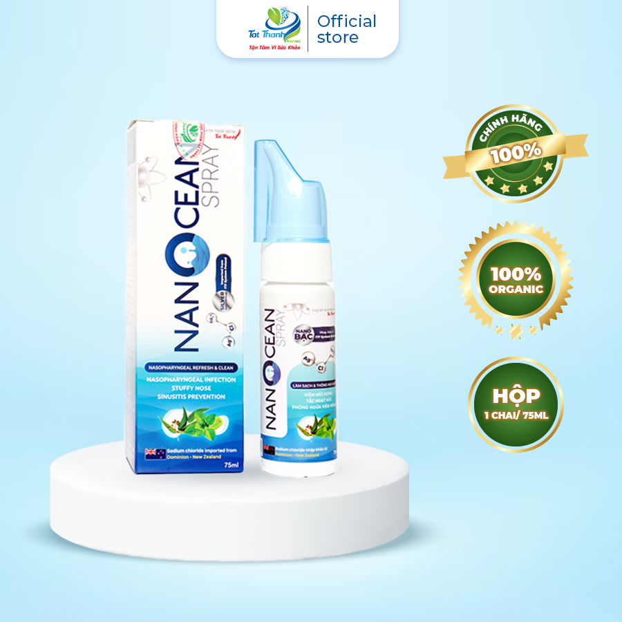 Dung dịch xịt mũi Nano Cean Spray Tất Thành Pharma vệ sinh mũi 75ml