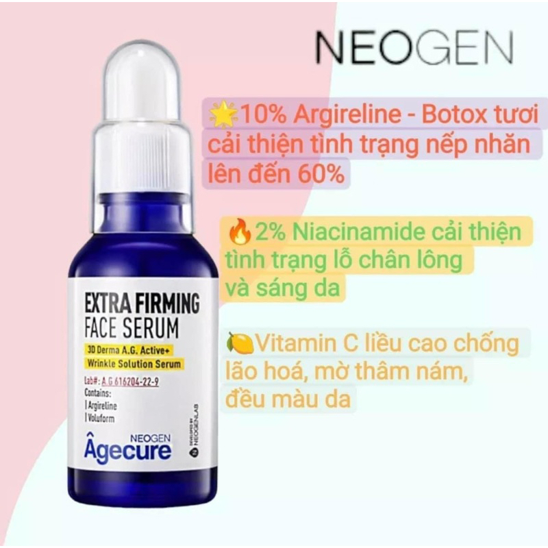 (1/2024) SERUM NEOGEN AGECURE EXTRA FIRMING FACE CĂNG BÓNG NGỪA LÃO HOÁ