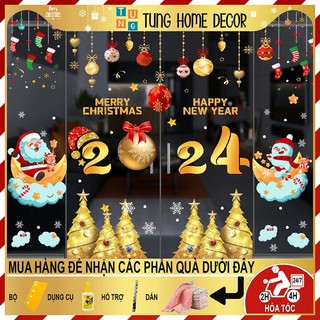 Decal noel 2024 dán cửa kính trang trí noel decor giáng sinh THD23