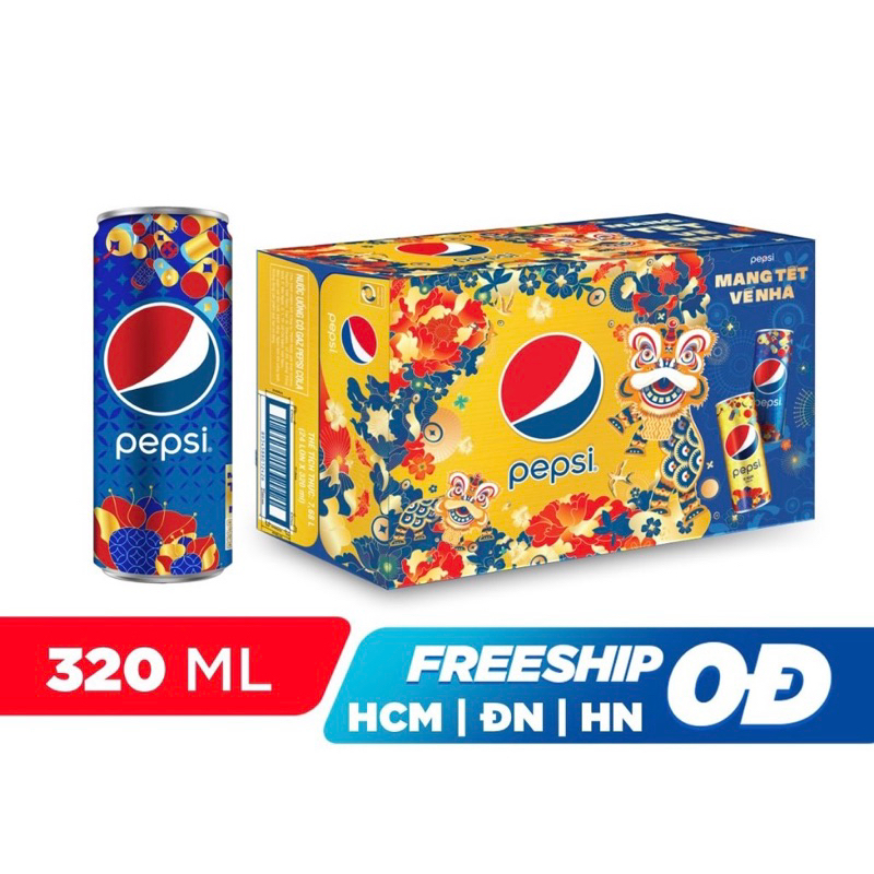 Thùng 24 lon Pepsi - 320ml/ lon - mẫu Tết 2024