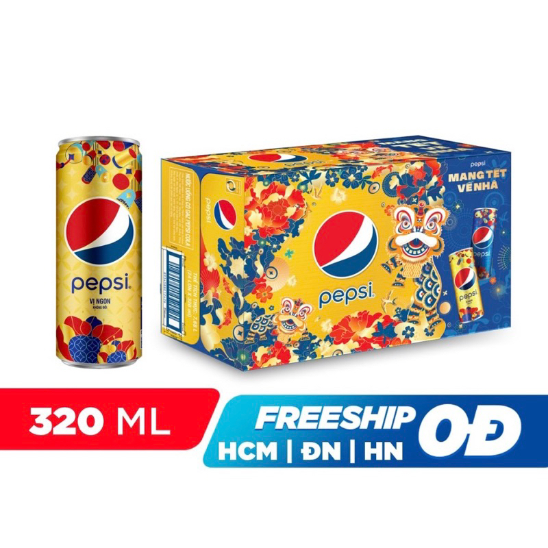 Thùng 24 lon Pepsi - 320ml/ lon - mẫu Tết 2024