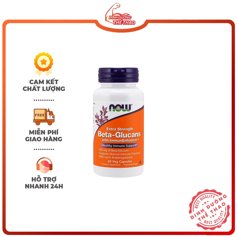 Now Beta Glucans 250mg Viên Uống Tăng Cường Hệ Miễn Dịch Bảo Vệ Cơ Thể Now Glucan Hàm lượng cao (60 Viên)