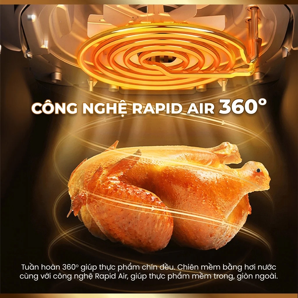 Nồi Chiên Không Dầu Masuto MSChef 6L Công Suất 1500W - Nồi Chiên Số 1 Việt Nam Loại Bỏ 90% Chất Béo Dư Thừa