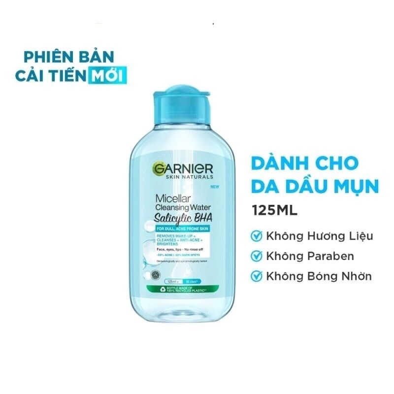 Nước tẩy trang Garnier Micellar Water For Oily & Acne-Prone Skin cho da dầu mụn - Garnier salicylic BHA miracle