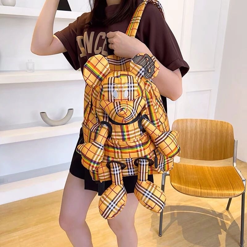 Balo Chuột Mickey Kẻ Vàng Size 40 cm Đi Học Đi Chơi