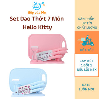 Bộ dao thớt ăn dặm cao cấp Hello Kitty 7 món chất liệu thép không gỉ kháng khuẩn, Shop Bếp Của Mẹ