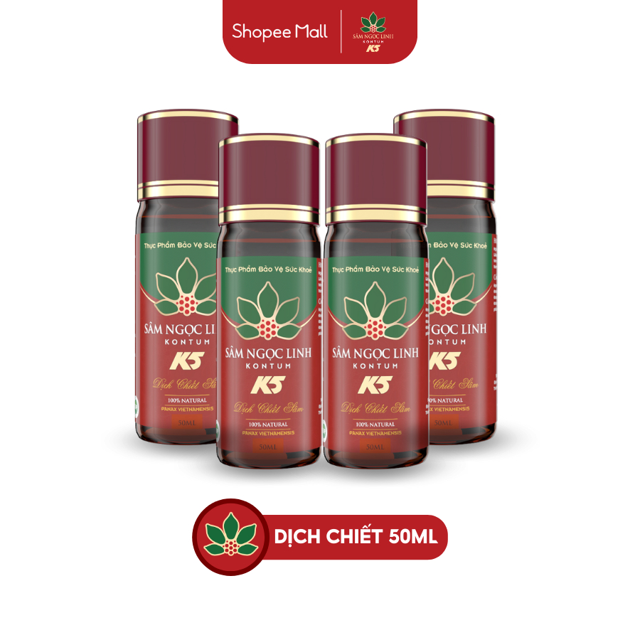 COMBO 4 Chai Dịch Chiết Sâm Ngọc Linh Kon Tum K5 (Chai 50Ml)