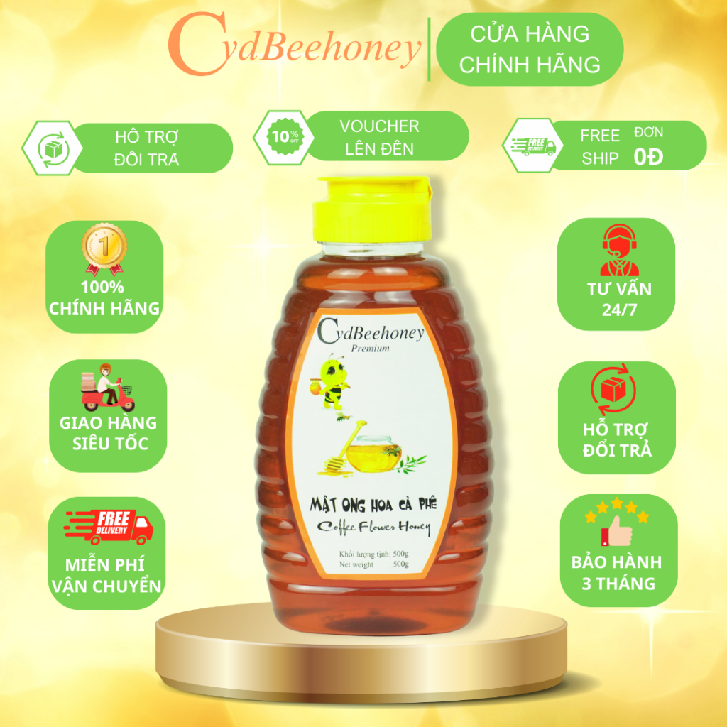 Mật ong Hoa Café Nguyên Chất, Tăng Đề Kháng, Phục Hồi Sức Khỏe, Đẹp Da Cho Người Già, Trẻ Em, Nam, Nữ CVDBEEHONEY 500g