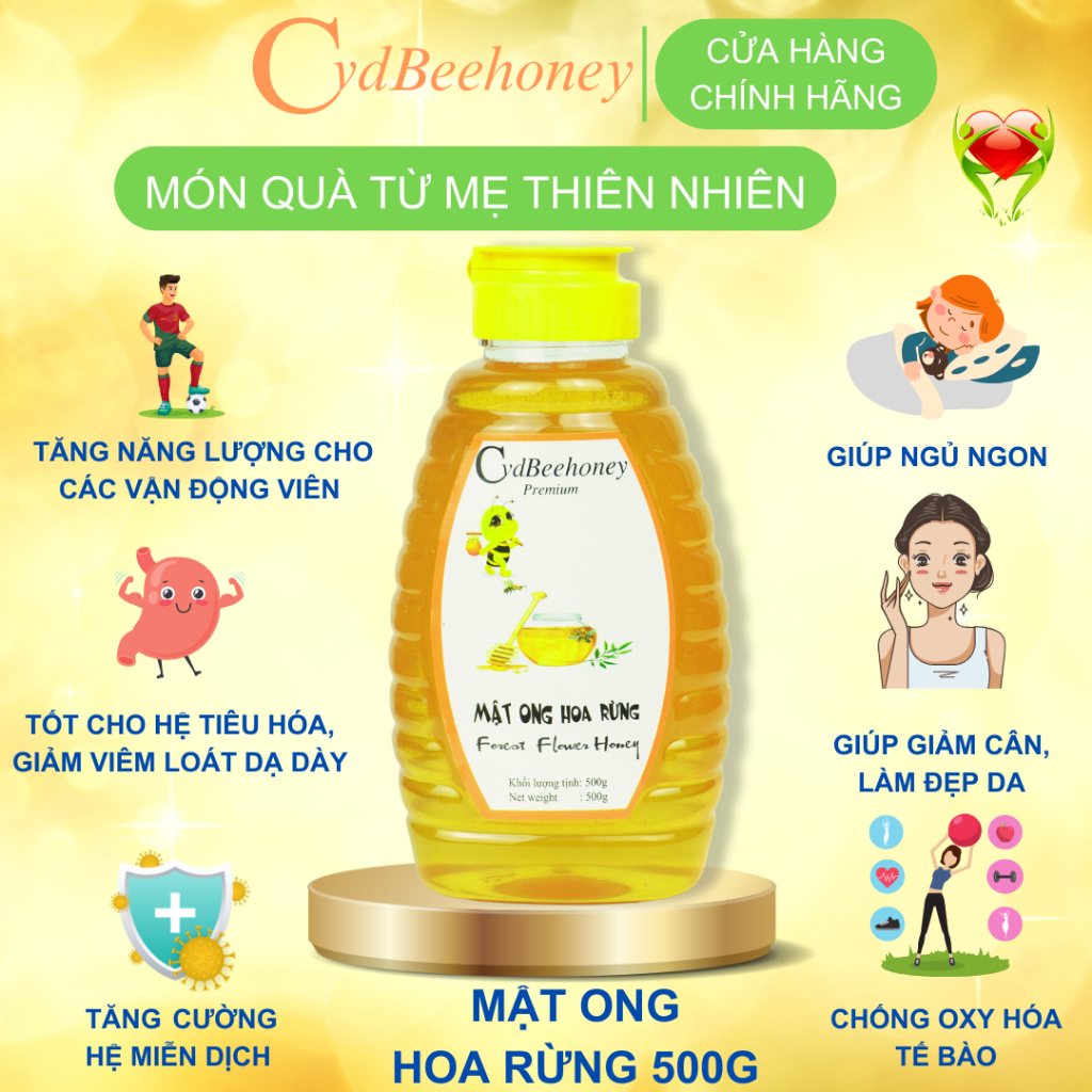 Mật ong Hoa Rừng Nguyên Chất, Tăng Đề Kháng, Phục Hồi Sức Khỏe, Đẹp Da Cho Người Già, Trẻ Em, Nam, Nữ CVDBEEHONEY 500g