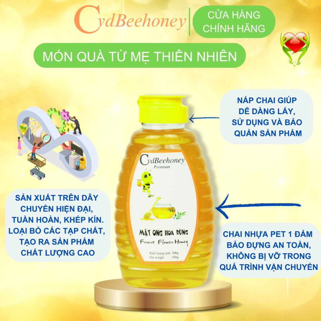 Mật ong Hoa Rừng Nguyên Chất, Tăng Đề Kháng, Phục Hồi Sức Khỏe, Đẹp Da Cho Người Già, Trẻ Em, Nam, Nữ CVDBEEHONEY 500g