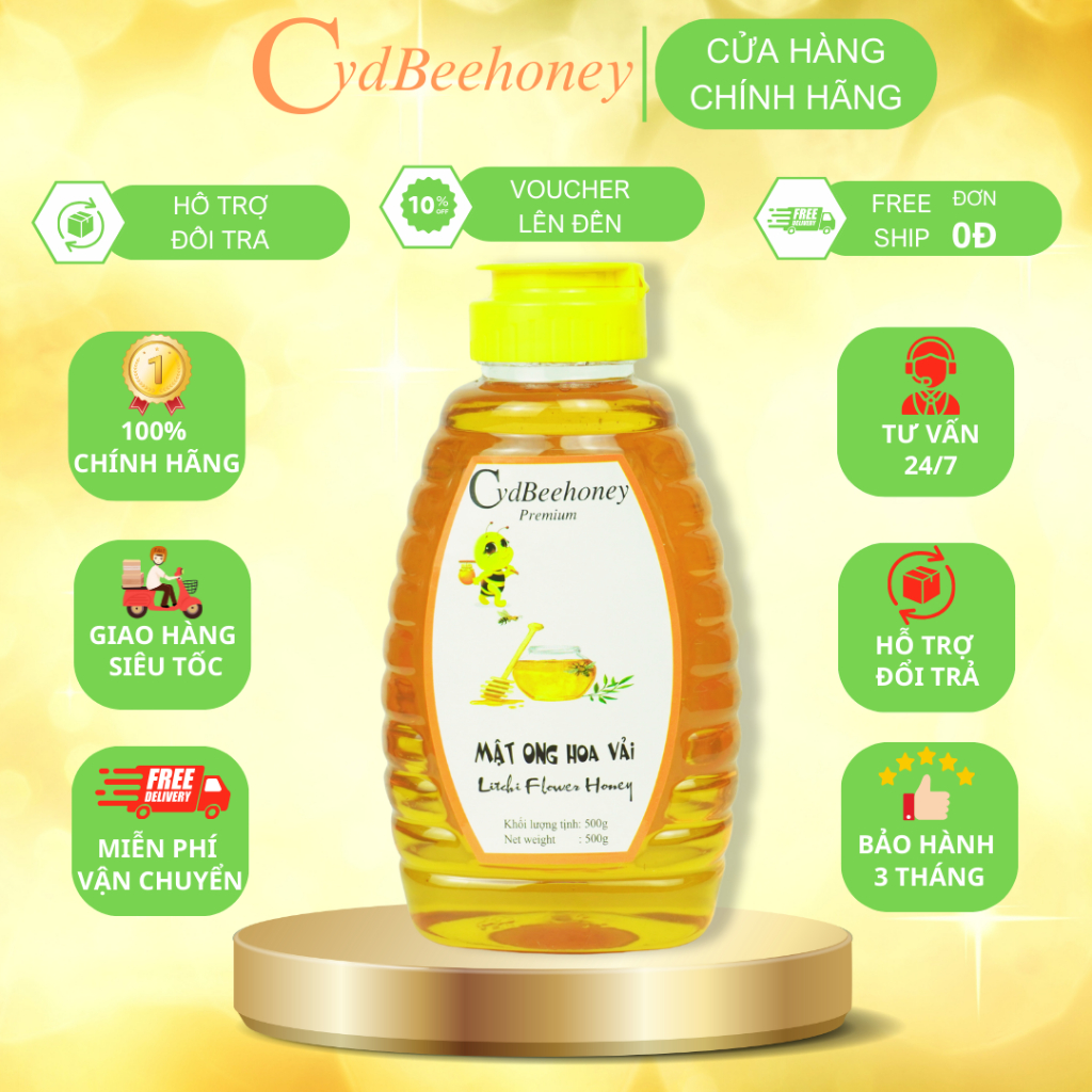 Mật ong Hoa Vải Nguyên Chất, Tăng Đề Kháng, Phục Hồi Sức Khỏe, Đẹp Da Cho Người Già, Trẻ Em, Nam, Nữ CVDBEEHONEY 500g