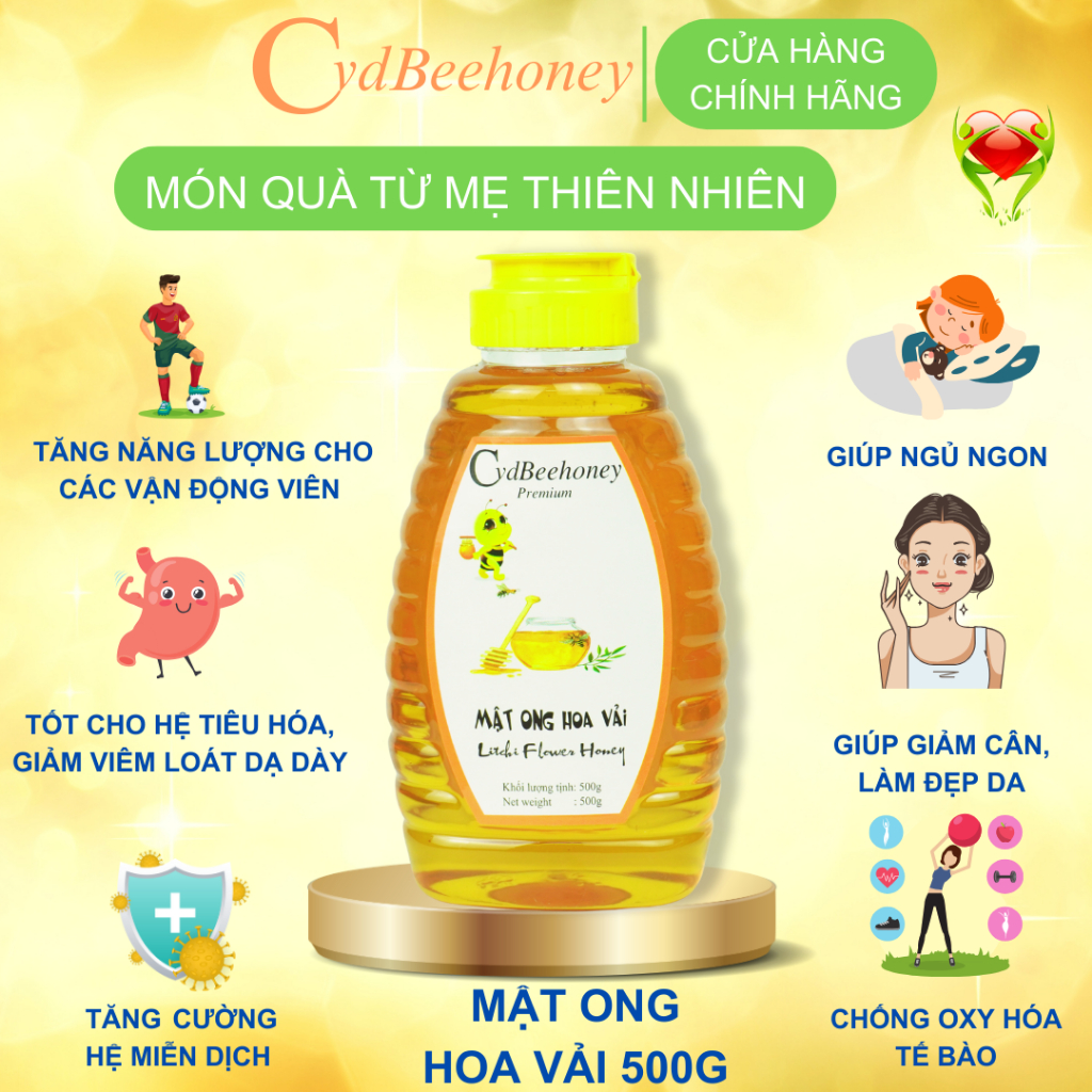 Mật ong Hoa Vải Nguyên Chất, Tăng Đề Kháng, Phục Hồi Sức Khỏe, Đẹp Da Cho Người Già, Trẻ Em, Nam, Nữ CVDBEEHONEY 500g