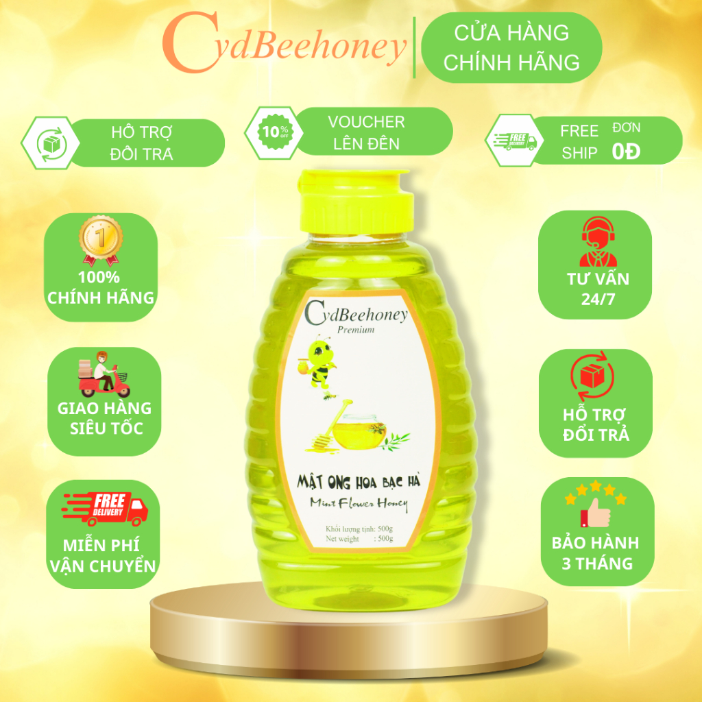 Mật ong Hoa Bạc Hà Nguyên Chất, Tăng Đề Kháng, Phục Hồi Sức Khỏe, Đẹp Da Cho Người Già, Trẻ Em, Nam, Nữ CVDBEEHONEY 500g