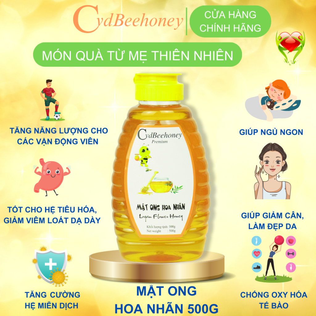 Mật ong Hoa Nhãn Nguyên Chất, Tăng Đề Kháng, Phục Hồi Sức Khỏe, Đẹp Da Cho Người Già, Trẻ Em, Nam, Nữ CVDBEEHONEY 500g