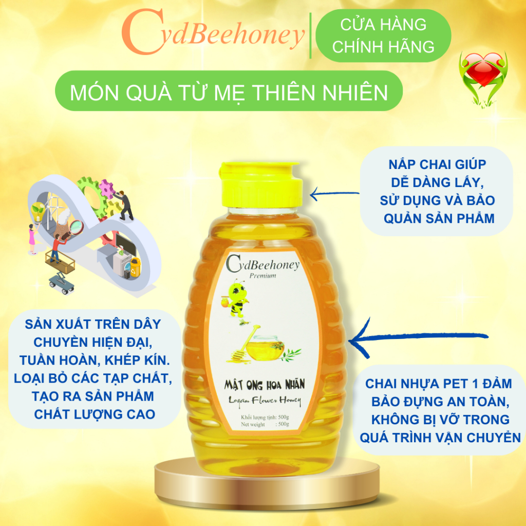 Mật ong Hoa Nhãn Nguyên Chất, Tăng Đề Kháng, Phục Hồi Sức Khỏe, Đẹp Da Cho Người Già, Trẻ Em, Nam, Nữ CVDBEEHONEY 500g