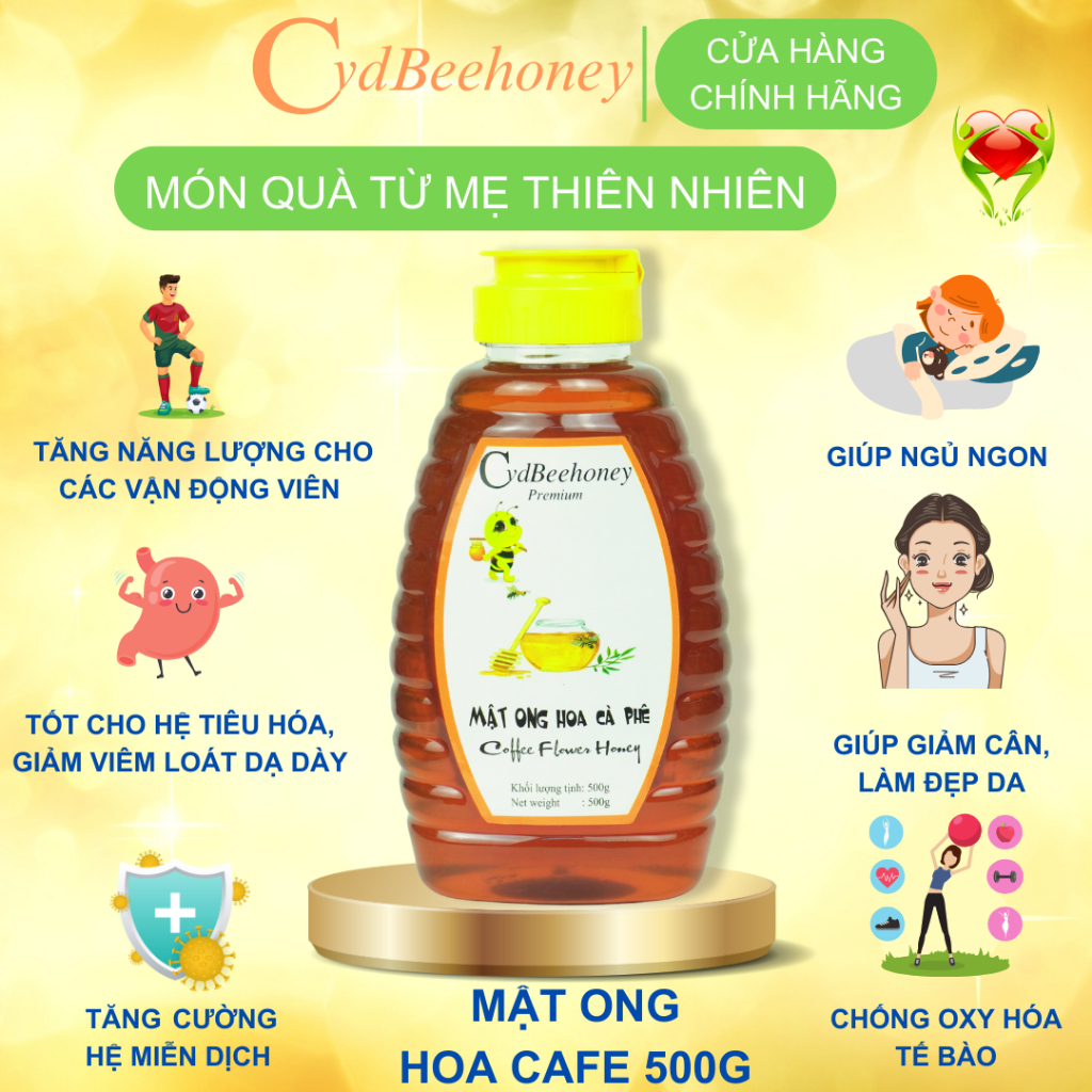 Mật ong Hoa Café Nguyên Chất, Tăng Đề Kháng, Phục Hồi Sức Khỏe, Đẹp Da Cho Người Già, Trẻ Em, Nam, Nữ CVDBEEHONEY 500g