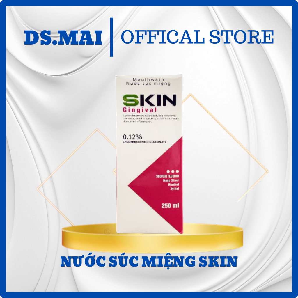 Nước súc miệng diệt khuẩn, giảm viêm loét nhiệt miệng, viêm họng, nấm miệng,khử mùi hôi - Skin Gingival 250ml