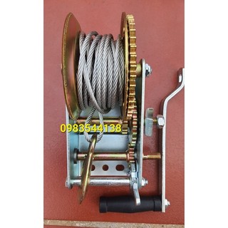 Tời quay tay, Tời quay tay tự hãm, tời quay tay trọng tải 1000kg, 2000LBS, loại đẹp có cáp đảm bảo chất lượng.