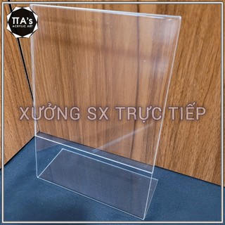 Menu mica chữ l, bảng mica nghiêng để bàn, bảng mica cài giá,menu cài bảng giá, menu mica để bàn kích thước a4 a5 a6 a7