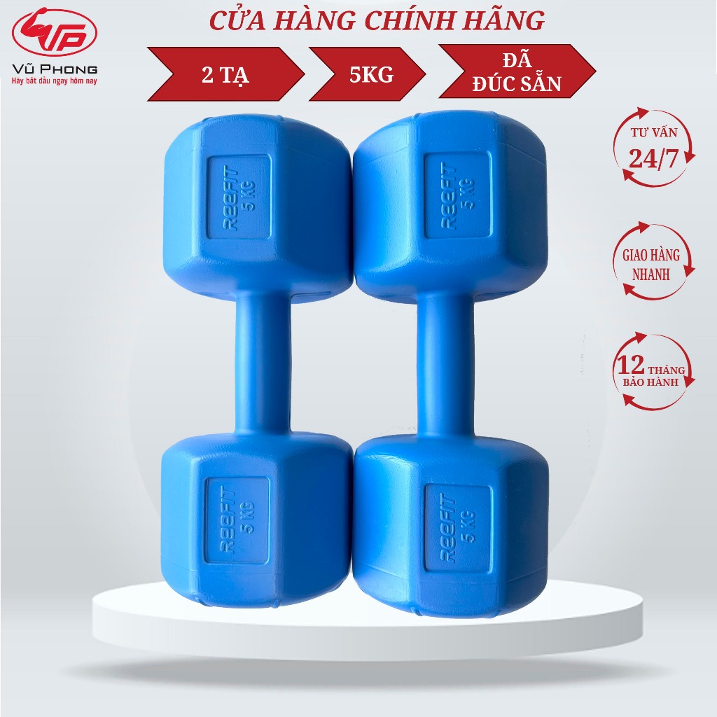 Bộ 2 Tạ Nhựa Bát Giác 5KG (Đã Có Ruột)