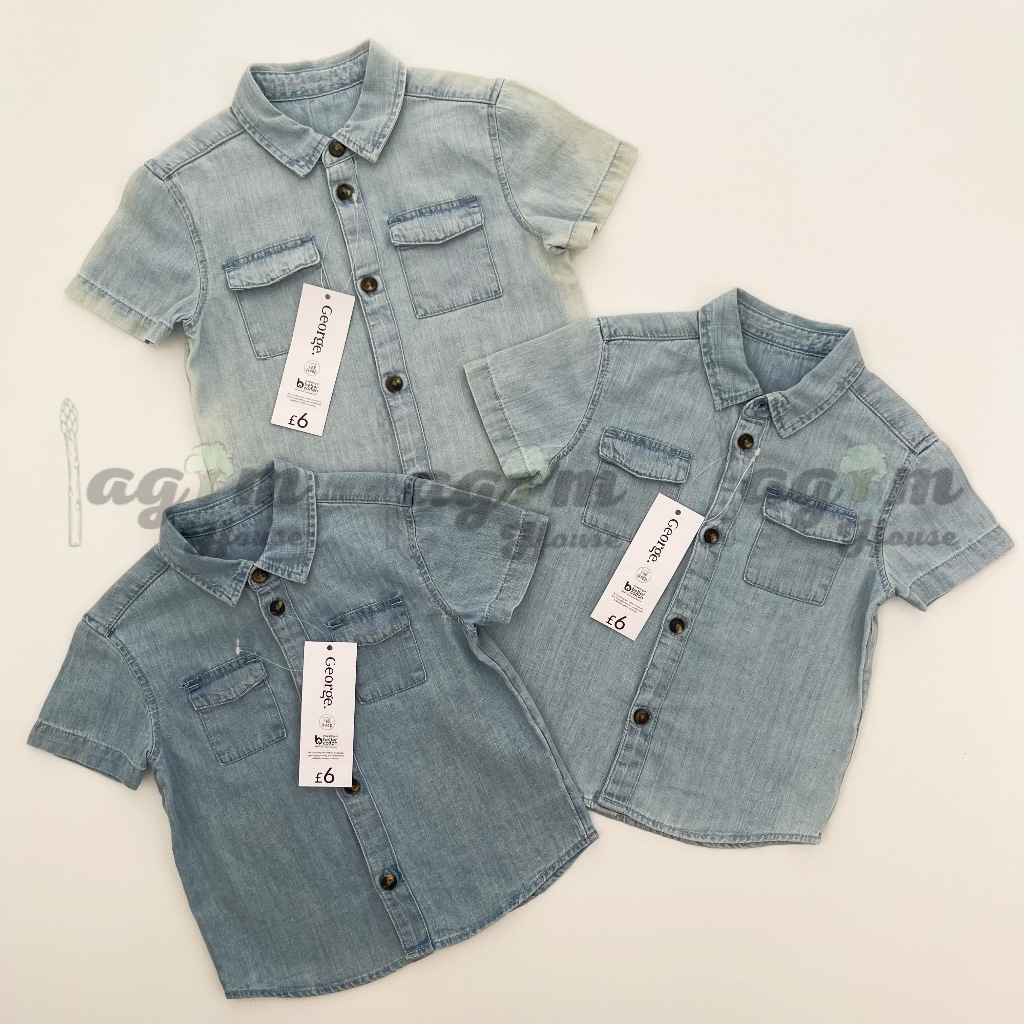Áo sơ mi cho jean bò cộc tay cho bé trai Geo UK từ 9 đến 21kg - Lagim House