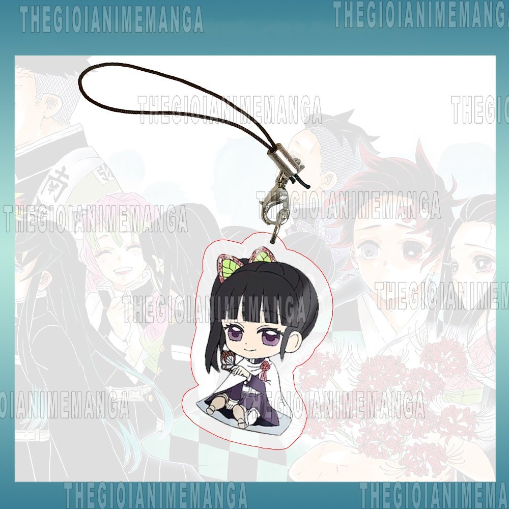 Móc dây treo điện thoại KIMETSU NO YAIBA ver cầm đao ngắn in hình Thanh Gươm Diệt Quỷ chibi mica acrylic móc khóa anime