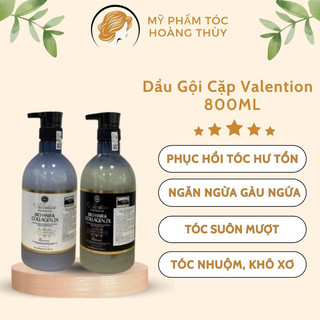 Dầu Gội Cặp Valention Bio Hair & Collagen 800ML, Bộ Gội Xả Giảm Tóc Gãy Rụng, Tái Tạo Cấu Trúc Tóc