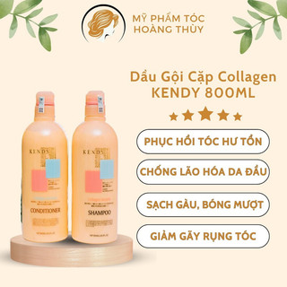 Dầu gội cặp collagen kendy cao cấp 800ml, bộ gội xả chống lão hoá da đầu - phục hồi tái tạo cấu trúc tóc