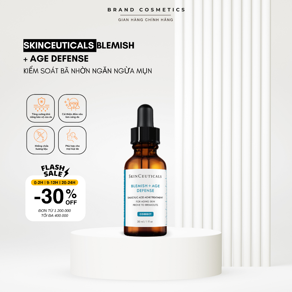 Skinceuticals Blemish + Age Defense Giúp Kiểm Soát Bã Nhờn Và Ngăn Ngừa Hình Thành Mụn 30ml