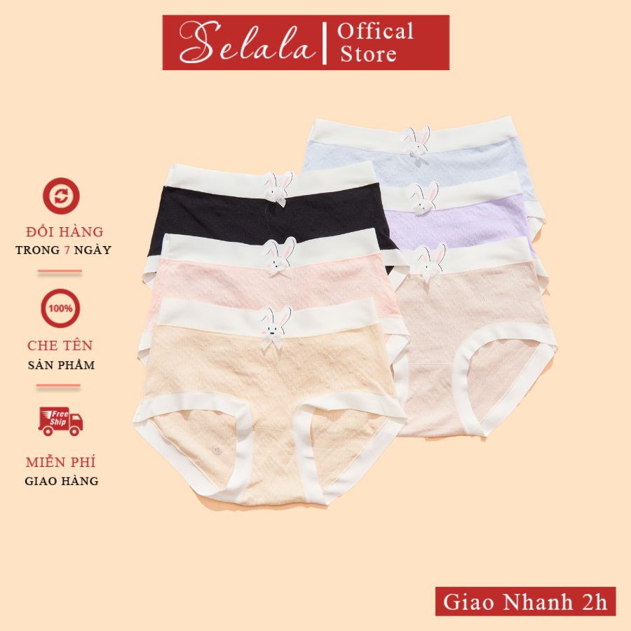 Quần Lót Cotton Selala Dệt Cạp Thỏ Đáy Kháng Khuẩn Co Giãn QC46