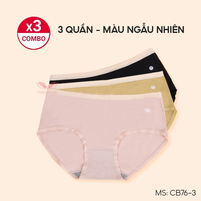 Set 3 Quần Lót Cotton Kháng Khuẩn Trơn VINGO CB76 VNGO