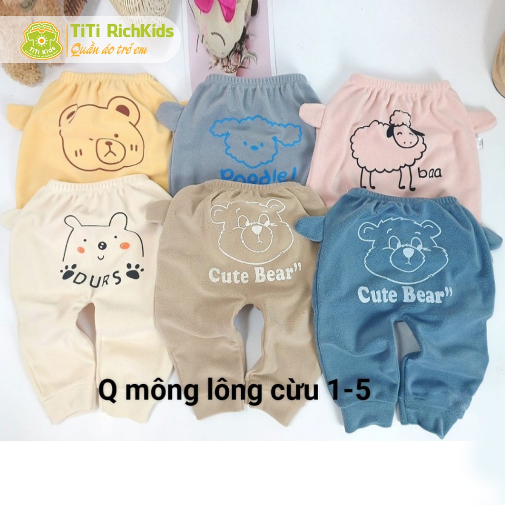 Quần dài thu đông cho bé Titi Richkids Quần chục quần dài chất lông cừu dày dặn cho bé trai gái