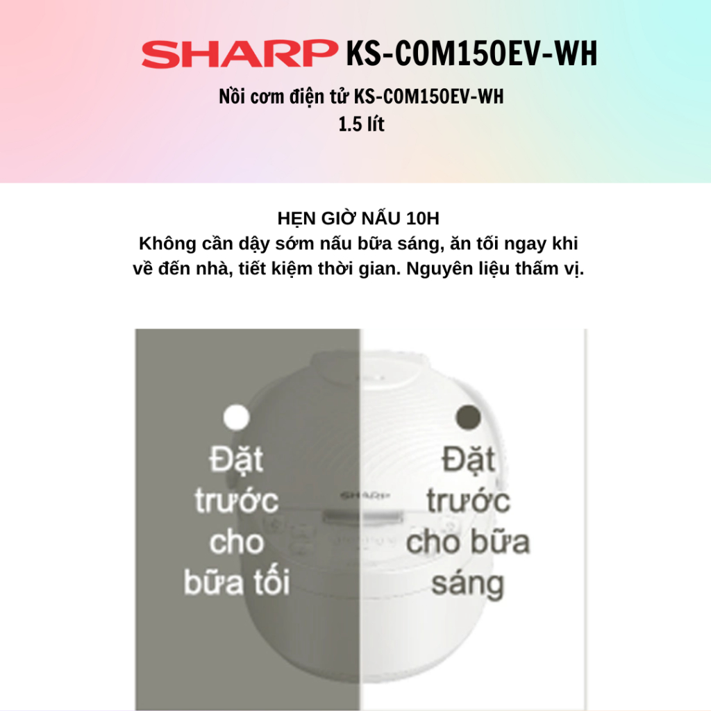 Nồi cơm điện tử Sharp KS-COM150EV-WH (Dung tích 1.5L) - 100% Chính Hãng