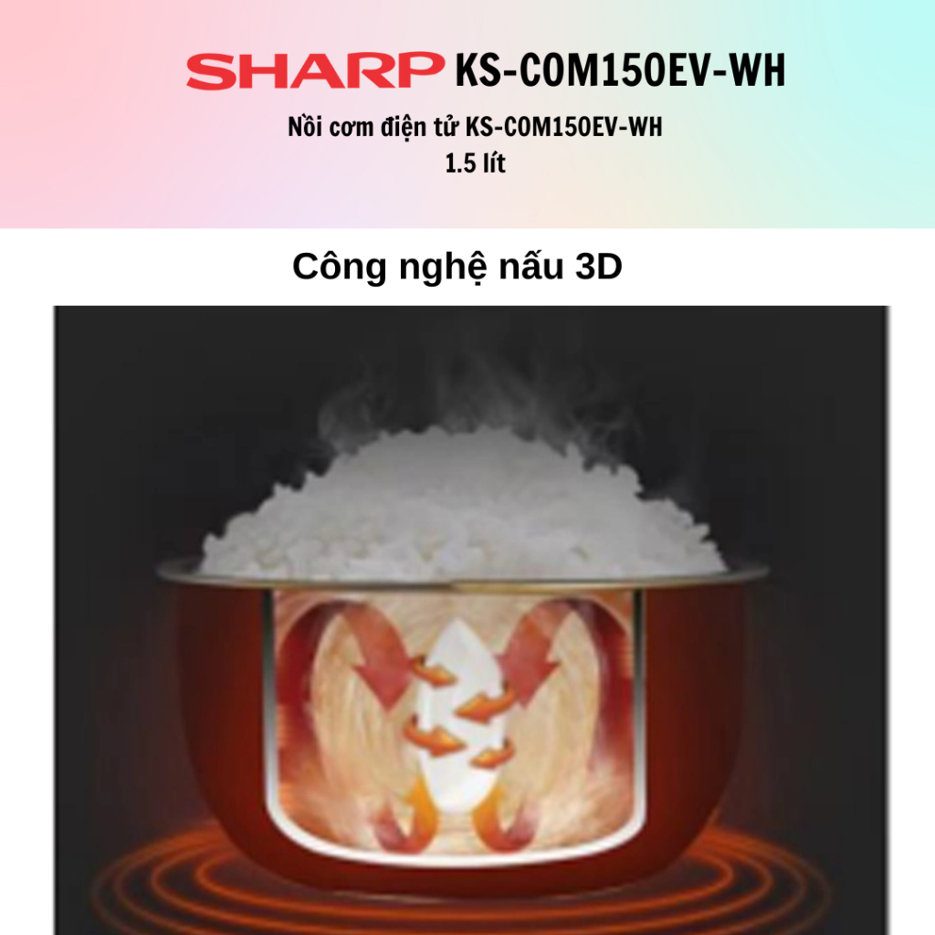 Nồi cơm điện tử Sharp KS-COM150EV-WH (Dung tích 1.5L) - 100% Chính Hãng