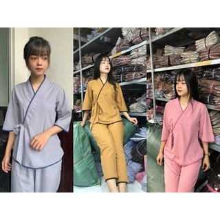 Đồ lam đi chùa, đồ phật tử nữ vải kate không thêu