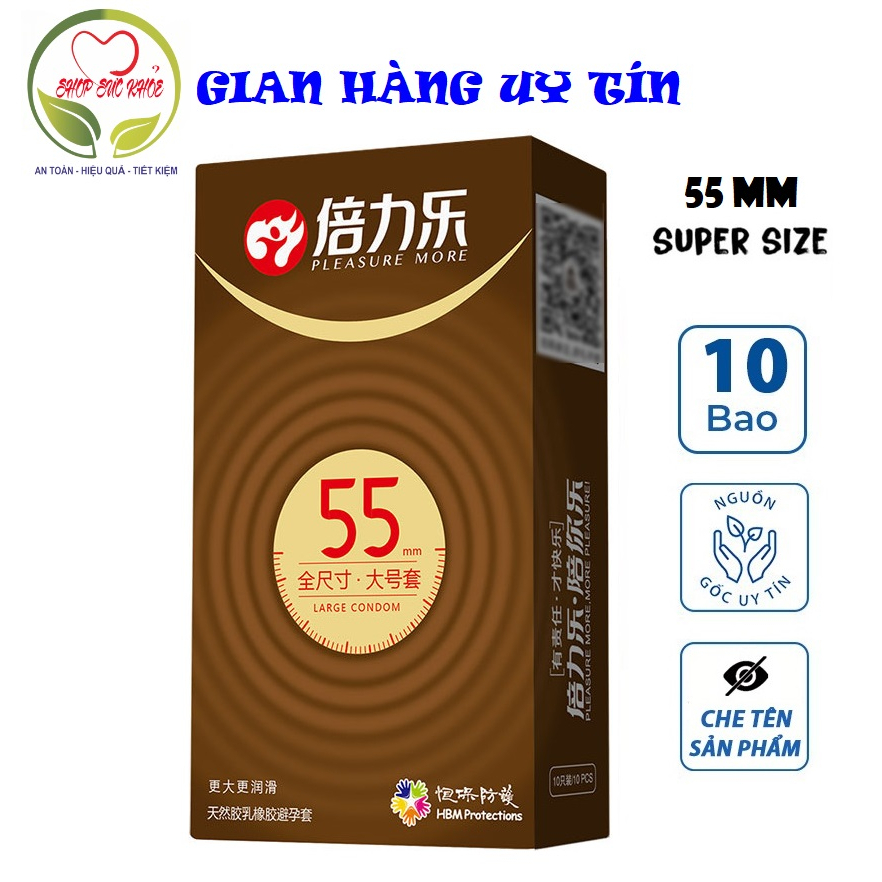 Bao cao su size lớn 58mm HBM Superman, size lớn xl, siêu mỏng, nhiều gel, kéo dài quan hệ, hộp 10m cái bao cao su