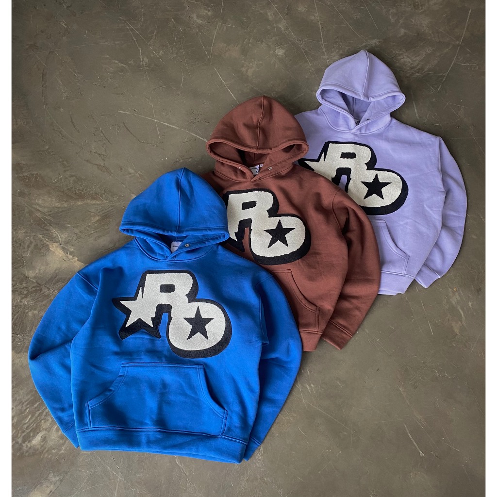 RIPOFFF Embroidered  Star Logo Hoodie - Xanh/ Nâu/ Tím nhạt