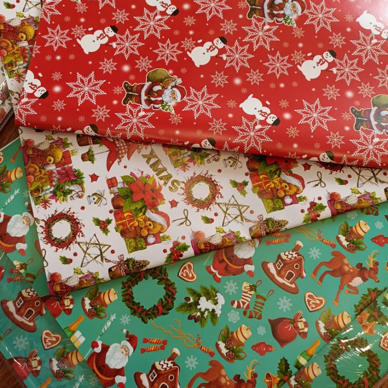 Giấy noel , Giấy gói quà NOEL Giáng sinh đẹp , Giấy bọc quà noel giáng sinh nhiều mẫu , Nhiều Màu Sắc khổ 60*80cm.