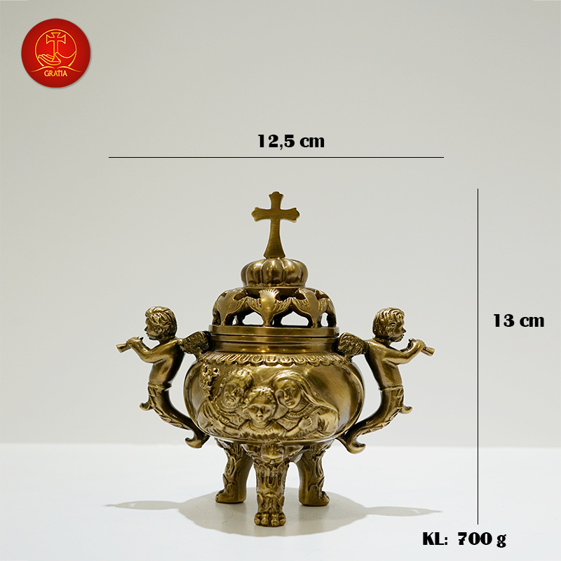 Lư hương Xông trầm ( mẫu tròn ) - Vật Phẩm Công Giáo Gratia - Tượng Công Giáo - Tượng đồng