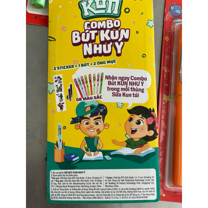 THÙNG 24 TÚI SỮA KUN 110ML HƯƠNG CAM/ DÂU/ SOCOLA/ NHO  Tặng Bút Máy Kun