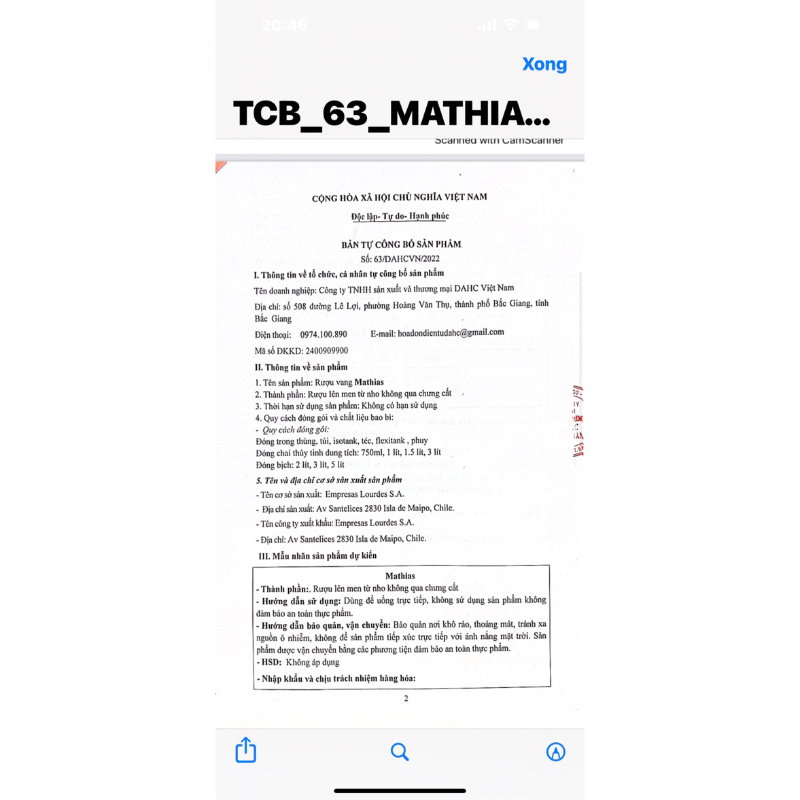 Vang Chile Nando Reserva 750ml