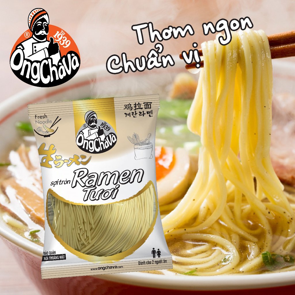 Mì Ramen Tươi Sợi Tròn Ông Chà Và 150g (Ong Cha Va Fresh Noodle)