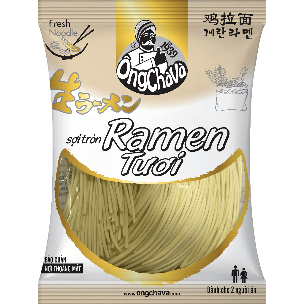 Mì Ramen Tươi Sợi Tròn Ông Chà Và 150g (Ong Cha Va Fresh Noodle)