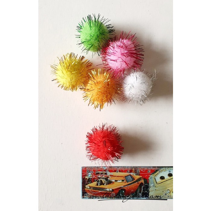 Bông bi/pom pom tông kim tuyến đủ màu