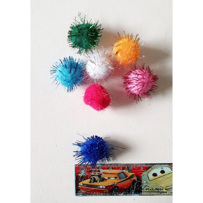 Bông bi/pom pom tông kim tuyến đủ màu