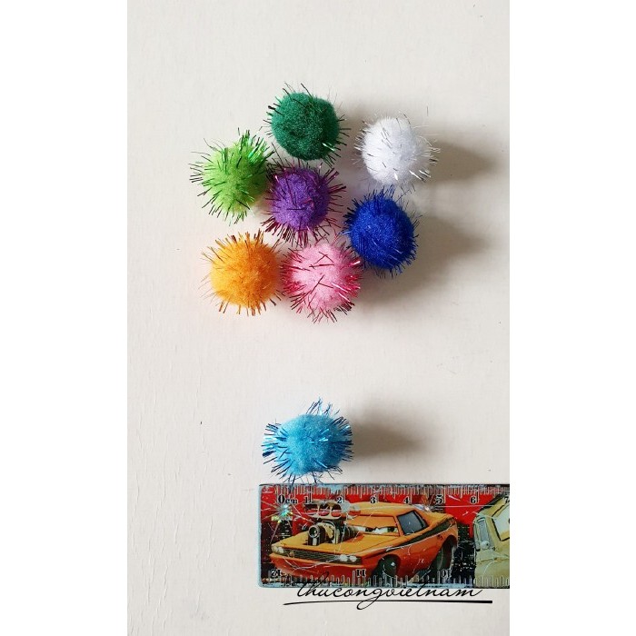 Bông bi/pom pom tông kim tuyến đủ màu