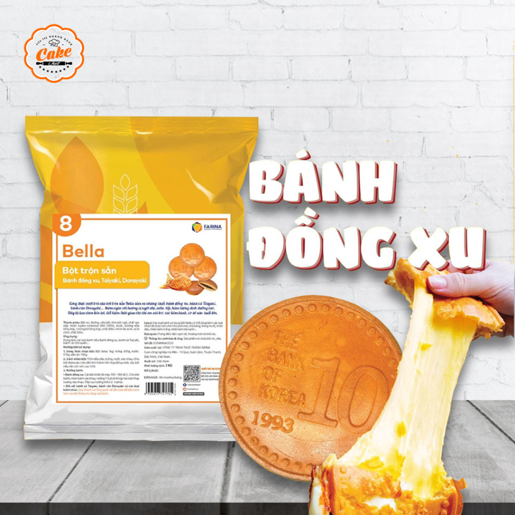 Bột Làm Bánh Đồng Xu Phô Mai Kéo Sợi Hàn Quốc | Bột làm bánh Dorayaki | Bột làm bánh Taiyaki | Bột trộn sẵn Bella